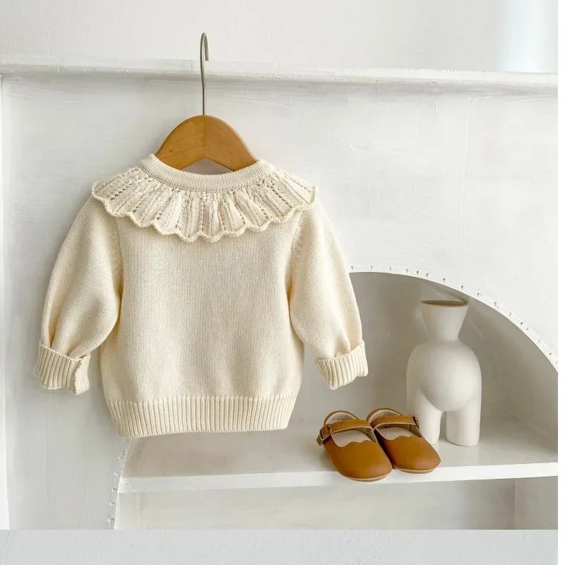 OLEKID 2026 Herbst Kinder Mädchen Strickjacke Weiche Blumenstickerei Säugling Baby Mädchen Strickmantel 1-7 Jahre Kinder Mädchen Pullover Strickjacke – Detail 7