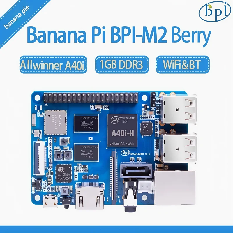 TopElec Banana Pi BPI-M2 Berry single board computer adopts Allwinner A40i/R40 chip design, with 1GB DDR3 RAM on board