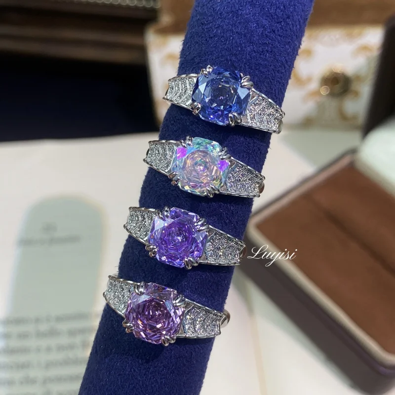 

Новое легкое роскошное восьмиугольное кольцо с огранкой «роза» и «миллениум», украшенное тремя цветными драгоценными камнями и полным бриллиантовым паве, для женщин.