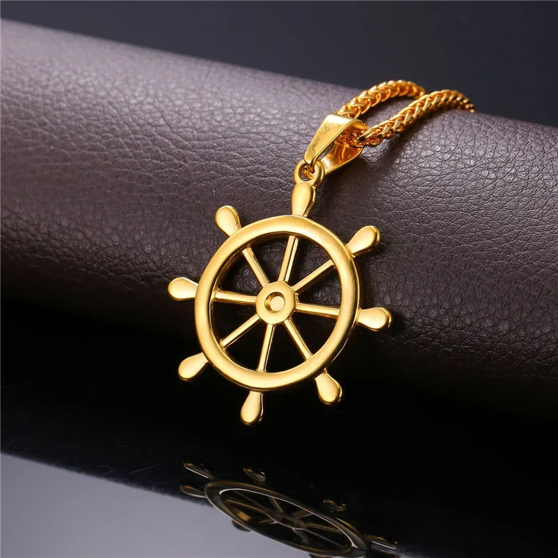 Stainless Steel windmill Pendant Necklace for Men Women Plate Gold Color Unisex  Accessaries Daily Jewlery Gifts