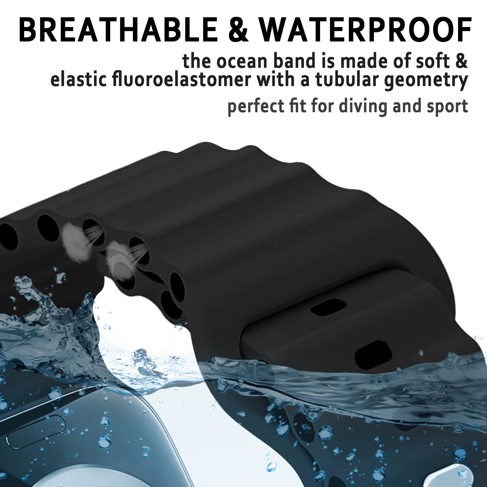 Cinturino a doppia chiusura per cinturino Apple Watch 45mm 44mm 42mm 41mm 40mm correa bracciale in Silicone Ocean per iwatch series 8 7 6 5 se