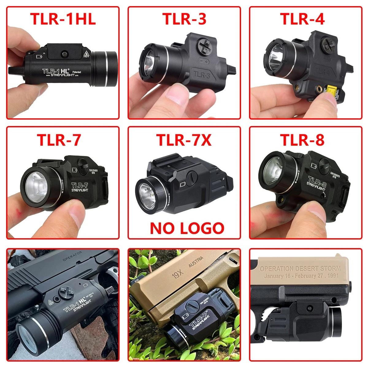 

Streamlight TLR Airsoft Weapons Scout Light TLR-1HL TLR-3 TLR-4 TLR-7 TLR-7X TLR-8 For Glock 17 Tactical Pistol Gun Flashlight