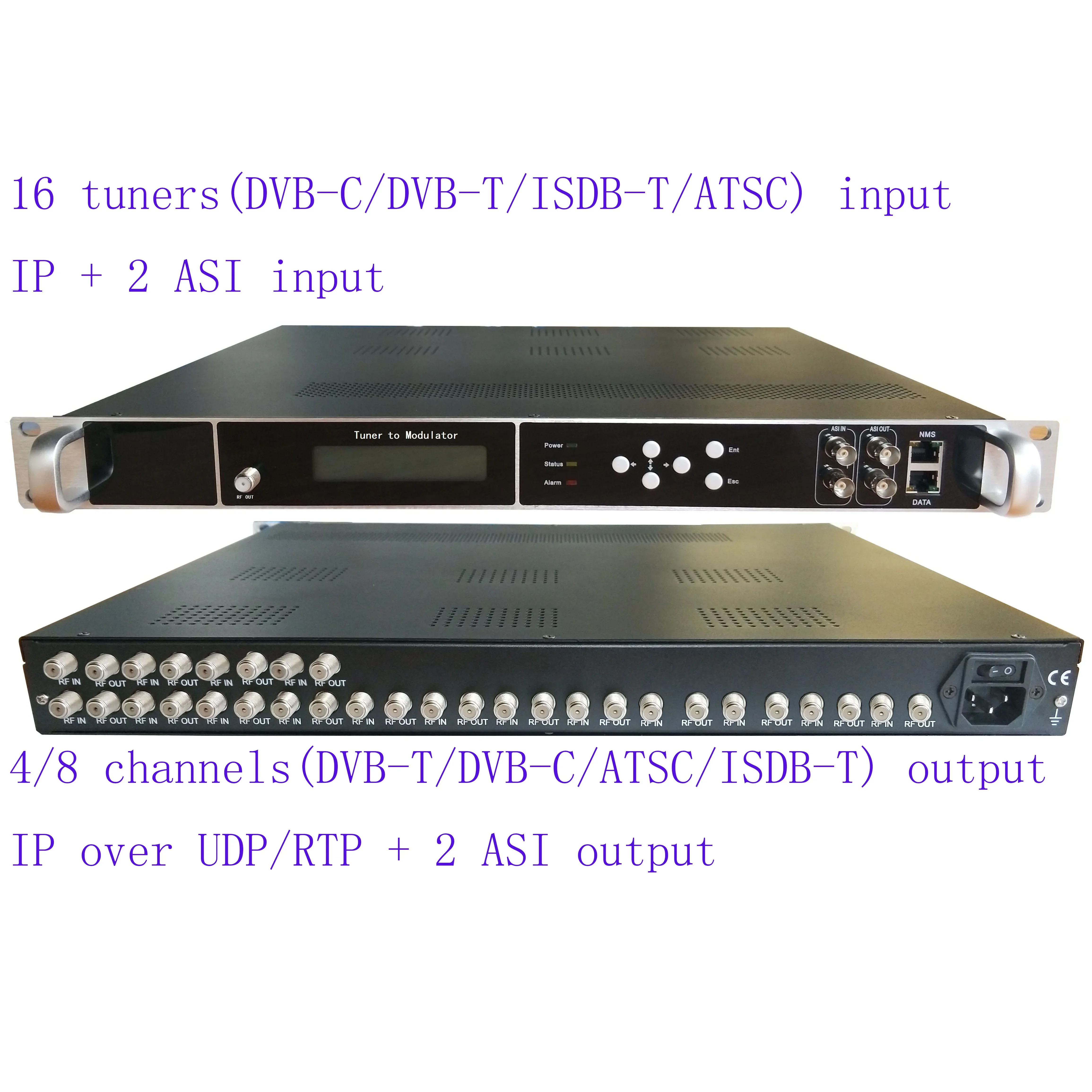 16 way dvb-s2/S to ISDB-T catv modulator, 16 way ISDB-T tuner to ISDB-T RF modulator, TV headend for school/hospital/hotel