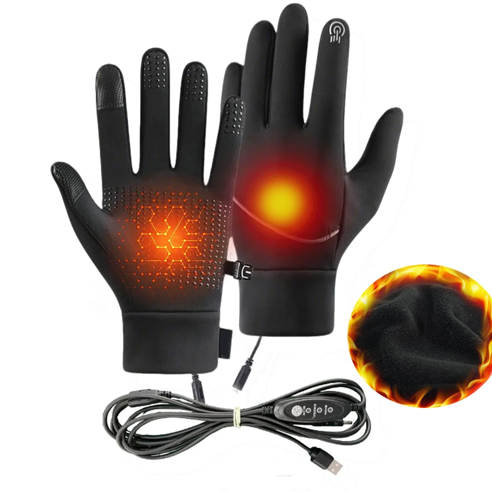 

Electric Heated Gloves for Adults, Winter Snow Ski Waterproof USB Heating Gloves, Screen Touchable for Cycling Riding Fishing