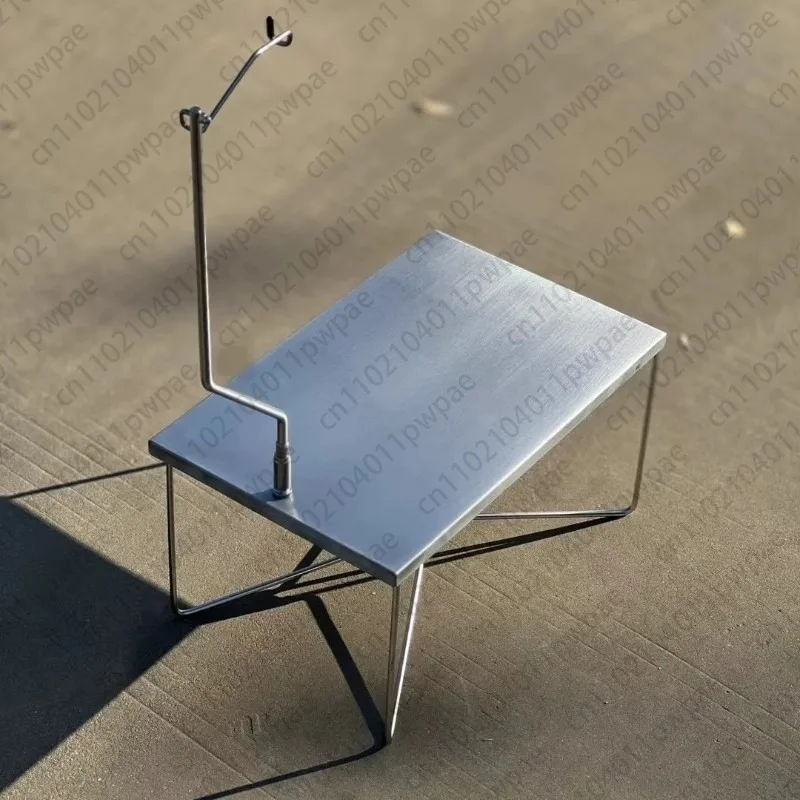 

Outdoor Stainless Steel Folding Table, Detachable, Small Tea Table, Side Table, Camping, Convenient Picnic Folding Table