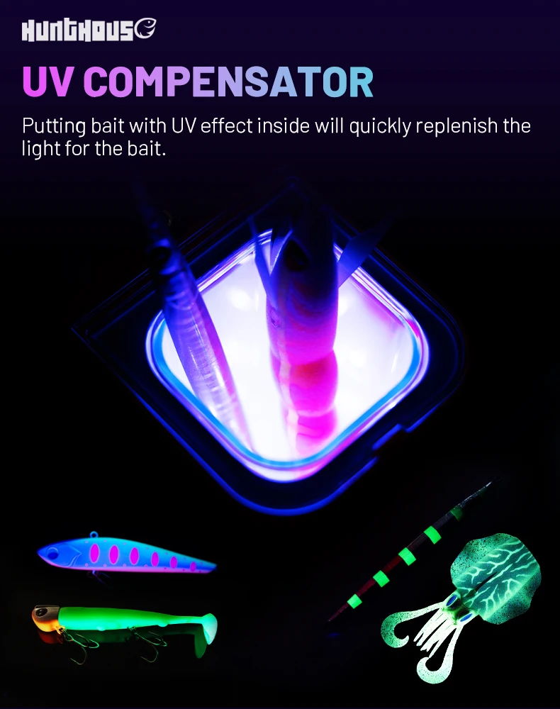 Hunthouse UV-Akkumulator LED-Ultraviolettlampe 21,5*10,5*7cm für leuchtende Angelköder, Zusatzlicht, Angelwerkzeug LW318 – Detail 2