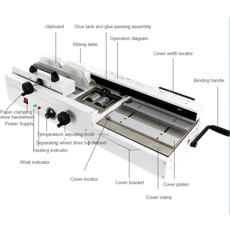 A4 Glue Binding Machine Hot Melt Glue particles Wireless Glue Binding Machine punch Automatic Office Binding Machine 220V