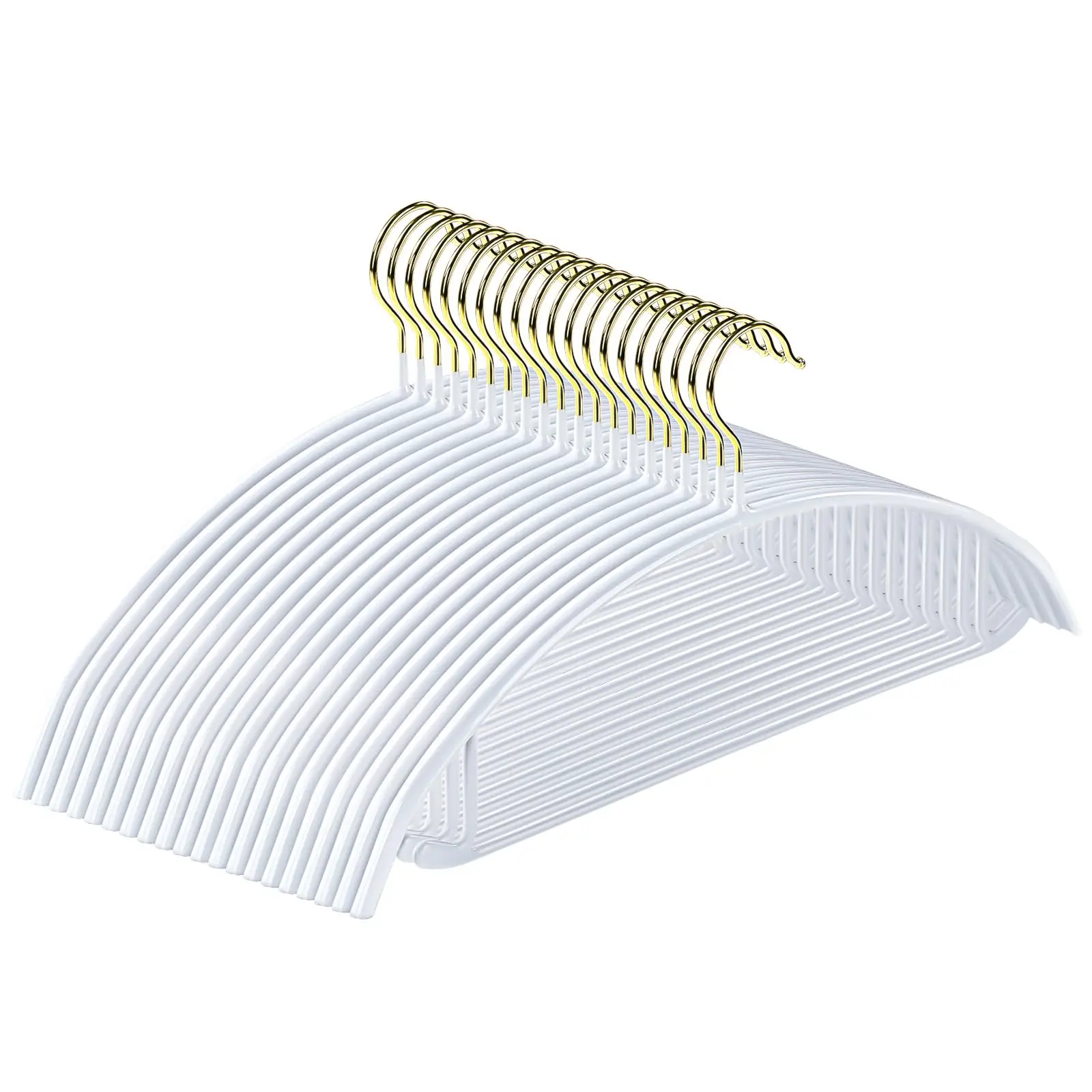 10pcs Dip-coated Semi-circular Gold Hook Clothes Hanger, Non-marking, Anti-slip, Anti-shoulder Corner Storage Clothes Rack