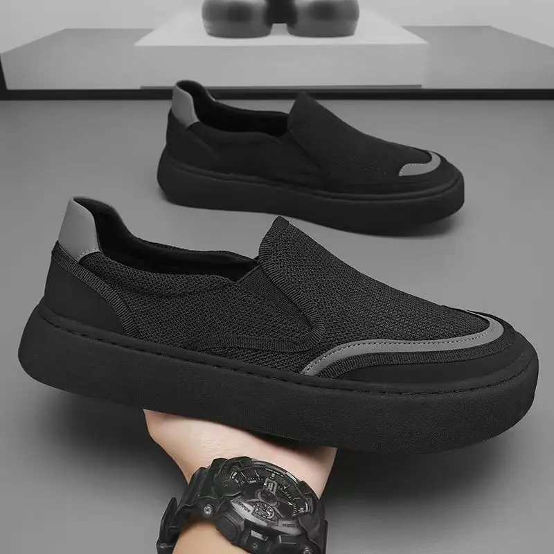 Fashion Mens Casual Sneakers Slip On Loafers Breathable Comfortable Walking Shoes Lightweight Soft Flats Male Footwear Trendy