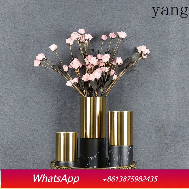 

Imitation marble gold-plated metal vase artificial flower decoration flower arrangement desk decoration