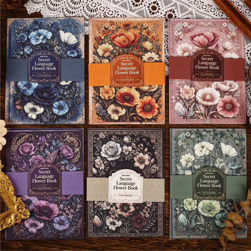 24Pcs Vintage Dark Floral Pattern Scrapbook Paper Decorative Background Paper for Journal Collage DIY Handmade Craft Album