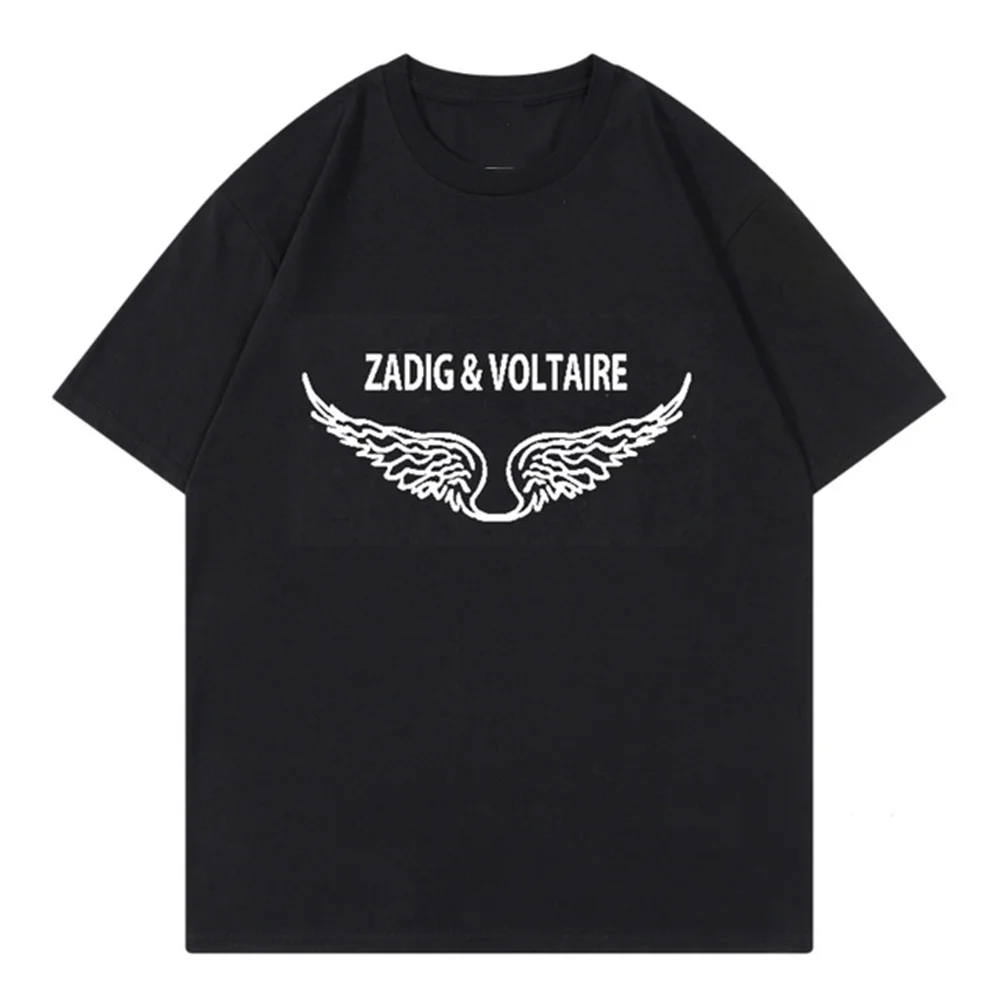 Z-voltaire Zadig Printed Women T-shirt Plus Size Casual Short Sleeve Y2k Fashion Brand Harajuku Kid Top Tees Men Tshirt