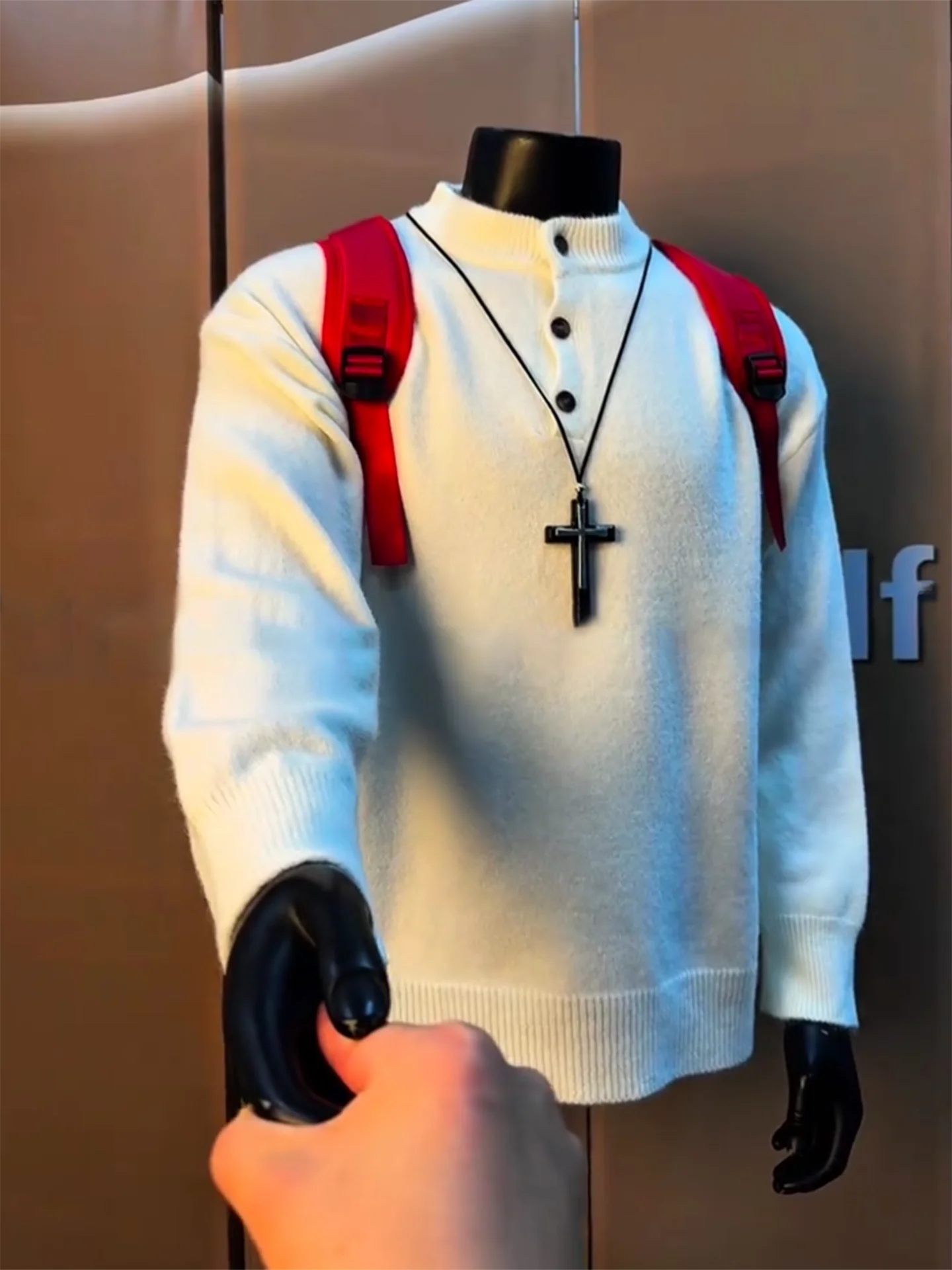 

Мужской трикотажный свитер Cleanfit Thiened American Style с воротником хенли, осенне-зимний, базовый слой, повседневный, свободный крой