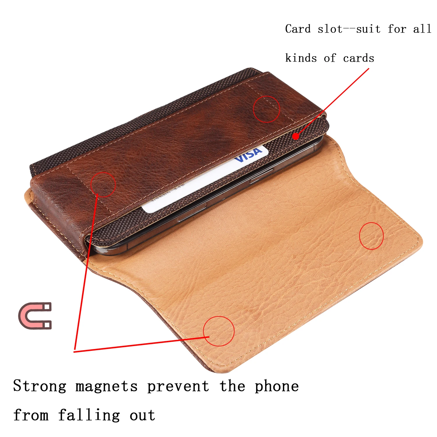 Cow Leather Mobile Phone Belt Clip Case Men Waist Bag For iPhone 15 14 Pro Max Samsung Galaxy S24 S23 Xiaomi Redmi Holster Pouch