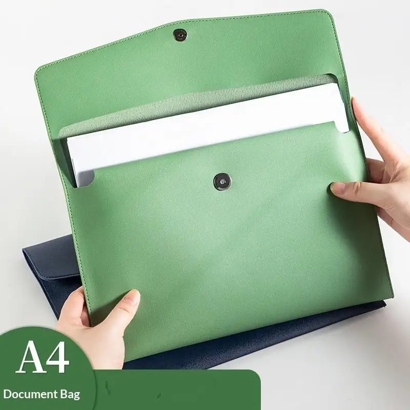 A4 Leather Document Storage Bag Briefcase Simple And Retro Single-layer Thick And Waterproof Large Capacity Business Bag