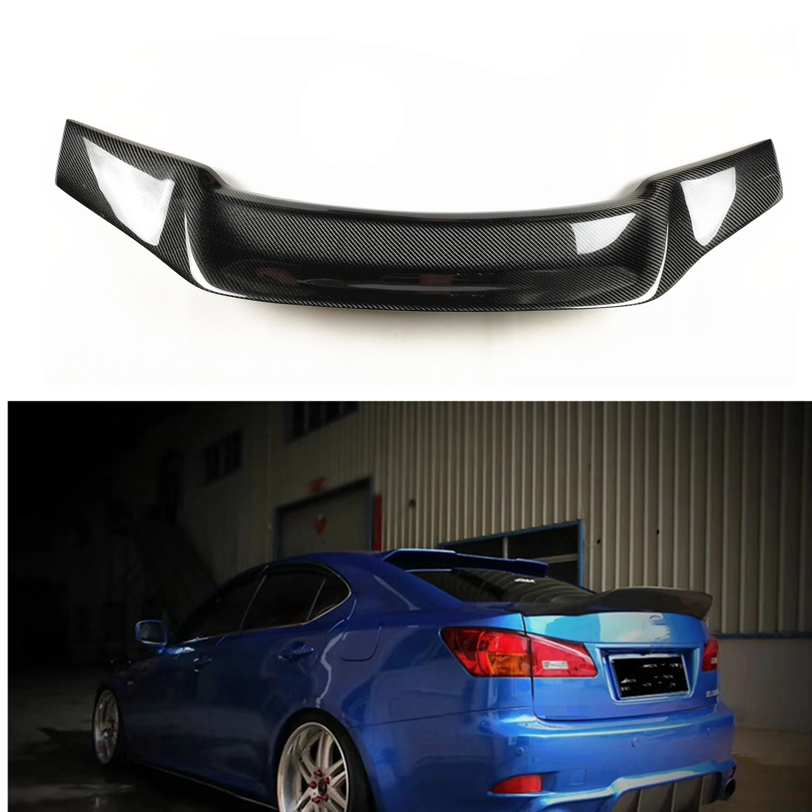 Carbon Fiber Car Rear Trunk Lid Spoiler Wing High Kick Trim Splitter Flap Duckbill Lip For Lexus IS-F S250 IS350 2006-2013