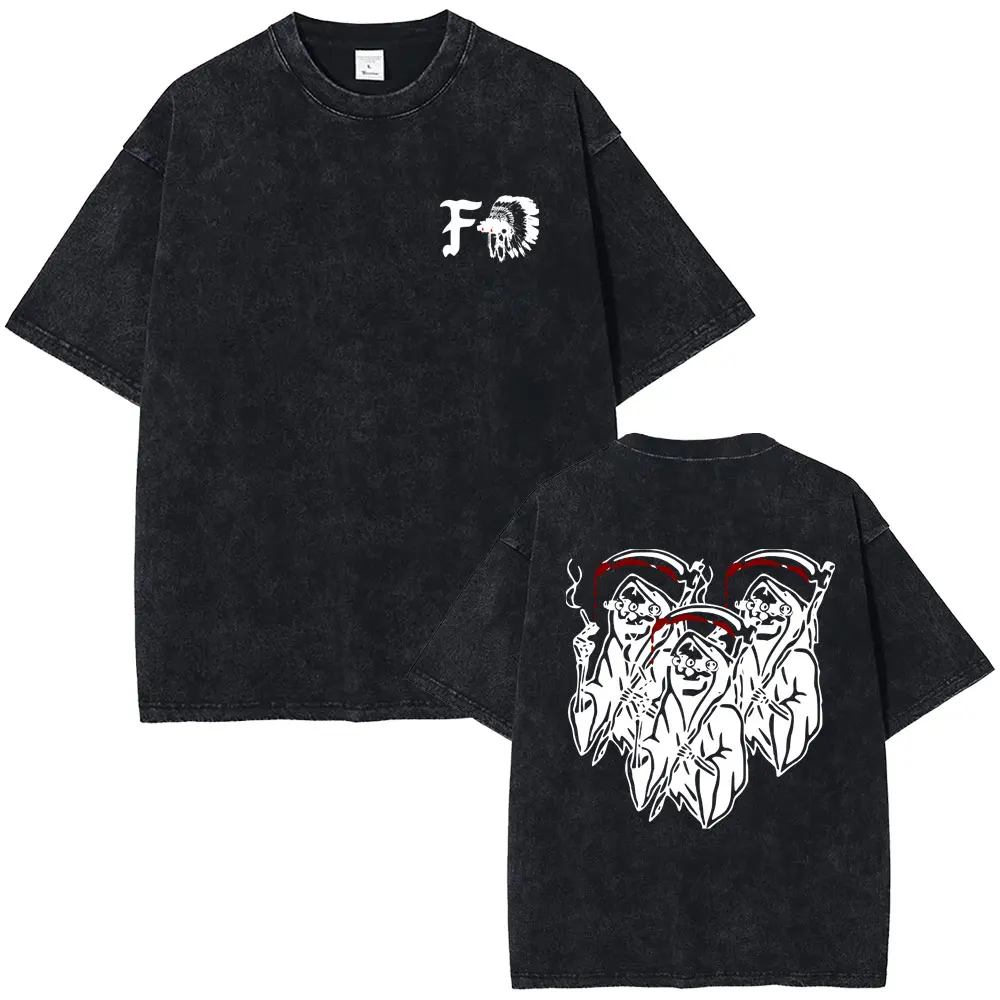 

Forward Observations Group Vintage Washed T Shirts Men Women Horror Skeleton Graphic T-shirt Male Gothic Oversized Vintage Tees