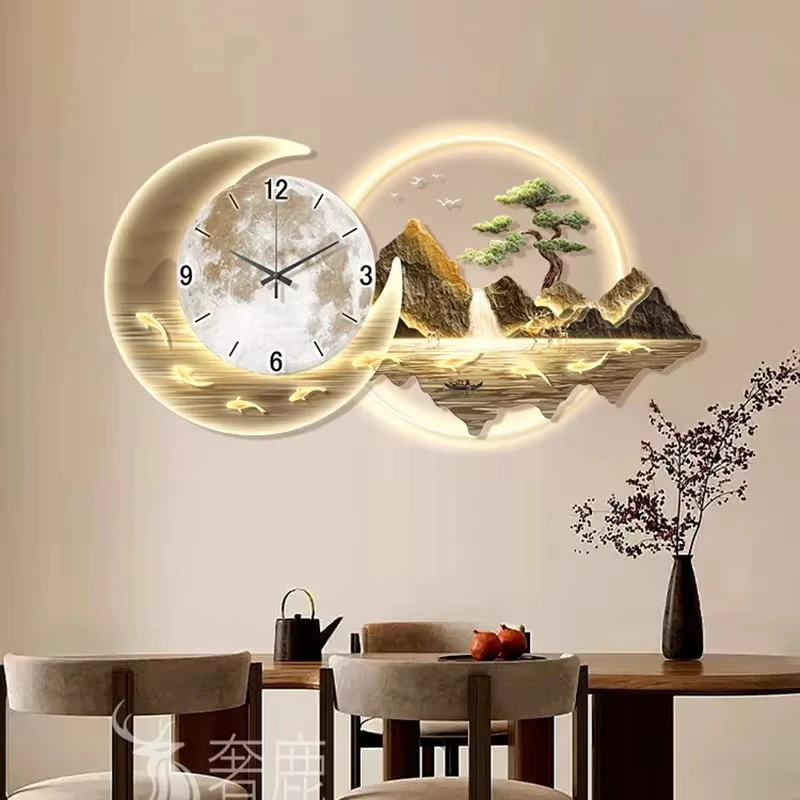 Reloj de pared de estilo chino para decoración del hogar, moderno reloj de pared de lujo, creativo, silencioso, estética, nórdico