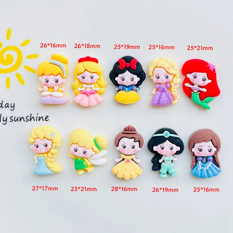 10 Pcs New Mini Kawaii Cartoon Princess Series Resin Scrapbook Diy Jewelry Hairpin Headrope Decoration parts