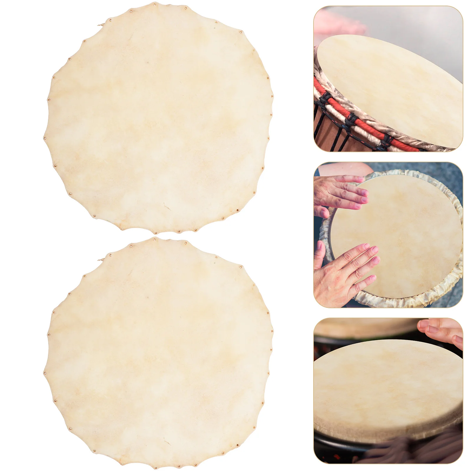 

2 Pcs Drum Cover Percussion Hand Skin Part Replacements Leathers Component for Sheepskin Durable Heads Accessories Parts