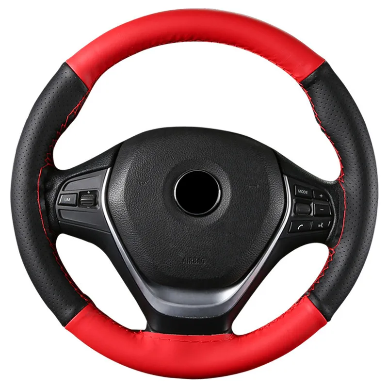 Car Steering Wheel Cover Punch Anti Slip Faux Leather Braid  Covers for 37 38cm Diameter Auto Steering Wheel Car Accessories