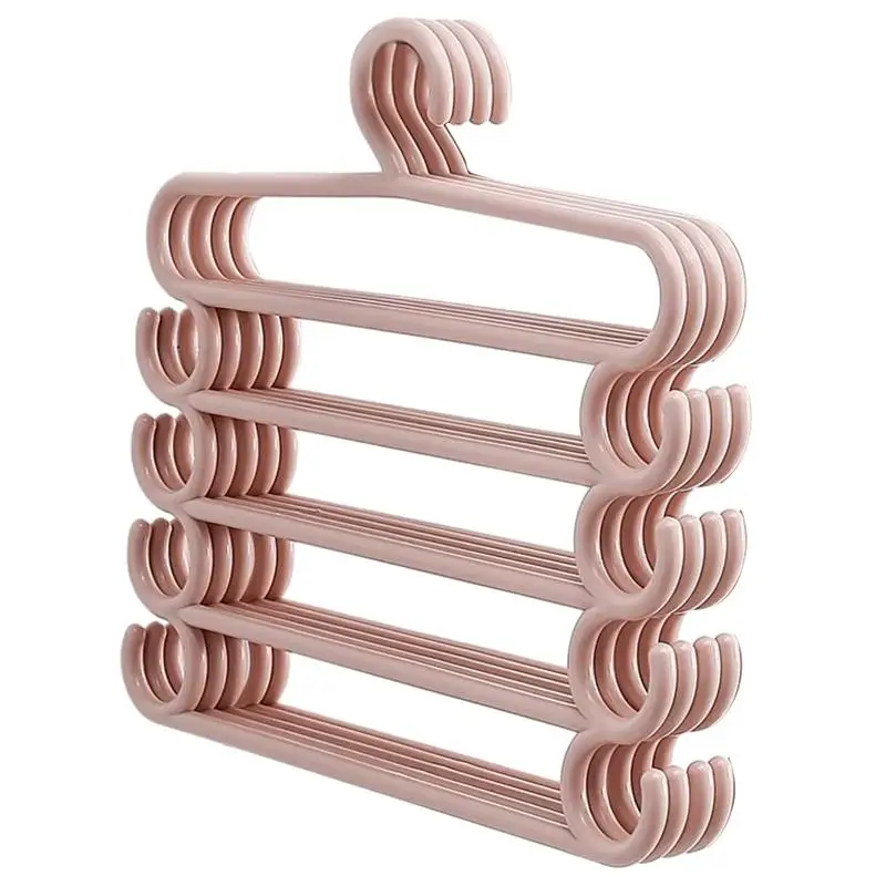 

Pants Hangers Space Saving Multifunctional 5 Tiers Trouser Rack Hangers Duaal Function Magic Pants Rack Clothes Drying Hanger