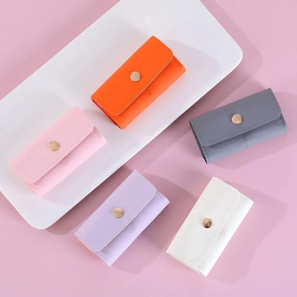 PU Foldable Jewelry Storage Bag Wear-Resistant Compact Portable Jewelry Roll Bag 6-Slot Design Solid Color