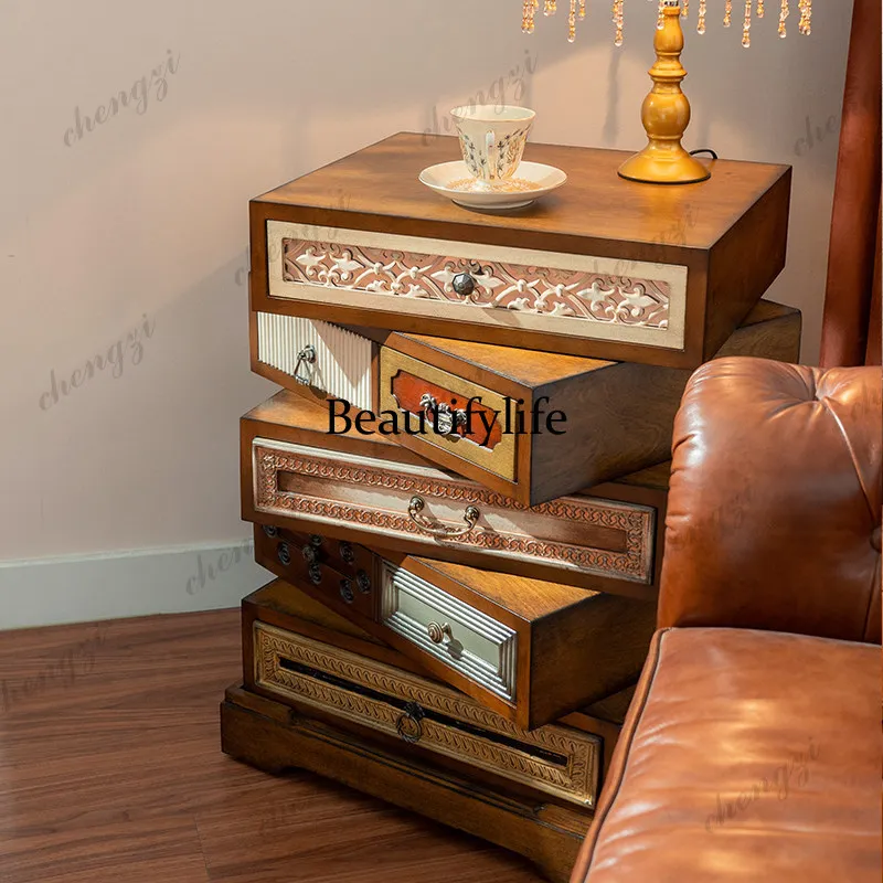 Nordic Bedroom Bedside Table Designer Classic Modern Luxury Bedside Table Japanese Unique Retro