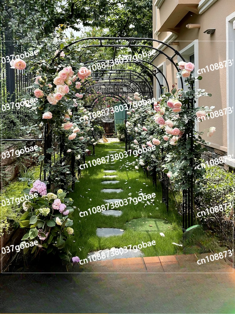 Arch Trellis Covered with Plastic Climbing Trellises,Garden Courtyards, Arched Outdoor Grapes,Steel Pipes,Outdoor Climbing Poles