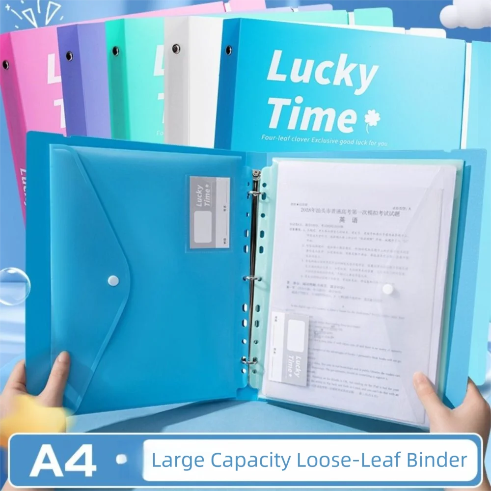 

New PP A4 File Folder Large Capacity 3 Hole Data Folder Dustproof Waterproof Binder Folders Office