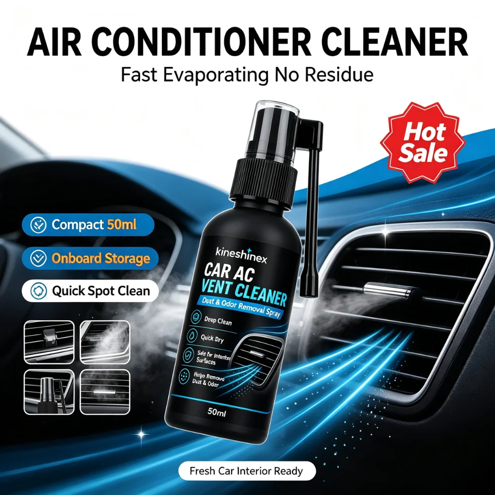 Car Air Conditioner Cleaner Spray 50ml 100ml Fast Dry Formula with Extended Nozzle for Vents Buttons Cup Holders Crevices