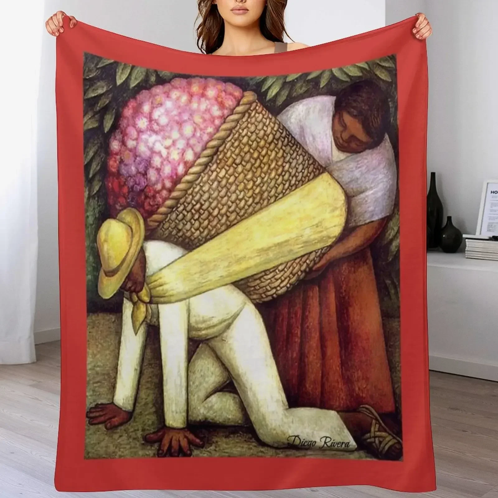 

Famous Artist: Diego Rivera - The Flower Carrier (1935) Throw Blanket Machine Washable Soft Warm Blanket