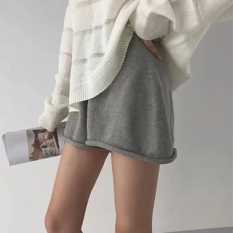 Shorts Frauen Herbst Winter Feste Beiläufige Gestrickte Alle-spiel Minimalistischen Femme Temperament Gemütliche Studenten Neue Ankunft Koreanischen Stil