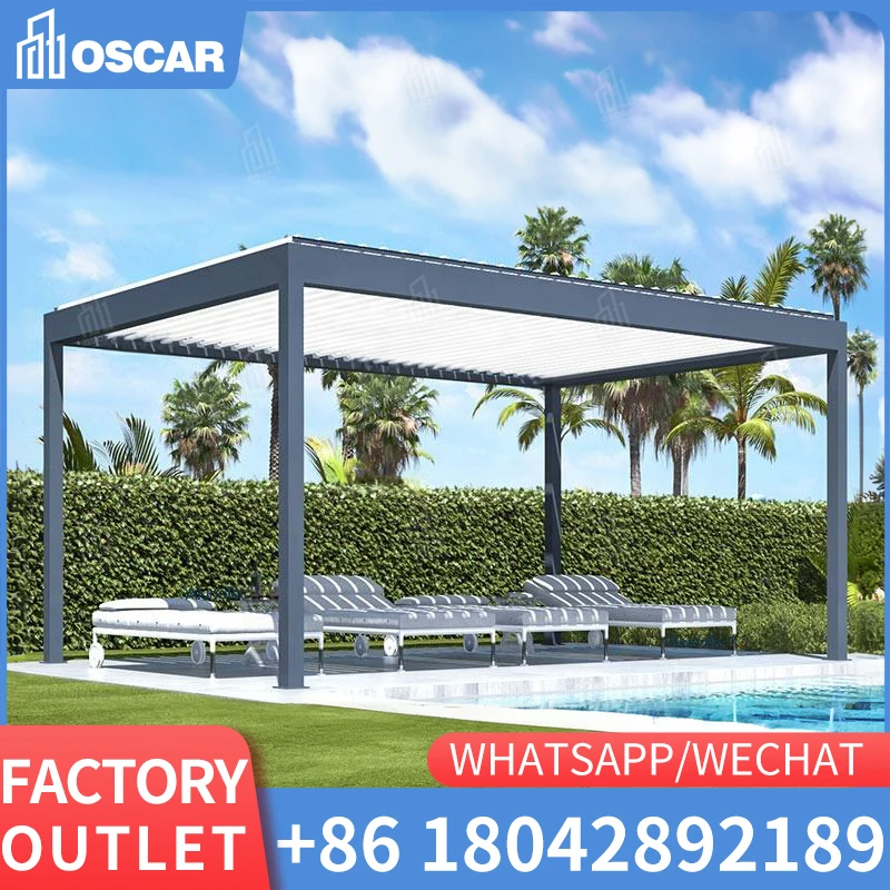 

Pavilion Gazebo Electrical Opening Pergola Waterproof Pergola Cover Louvre Roof Aluminum Living Aluminum 3x3 for Outdoor