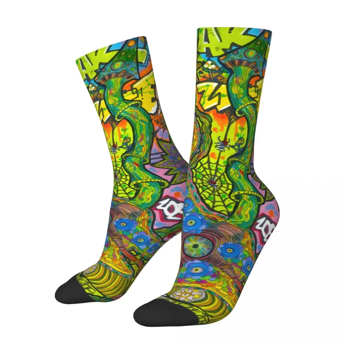 Vintage Graffiti Alien Men's compression Socks Unisex Harajuku Pattern Printed Novelty Crew Sock