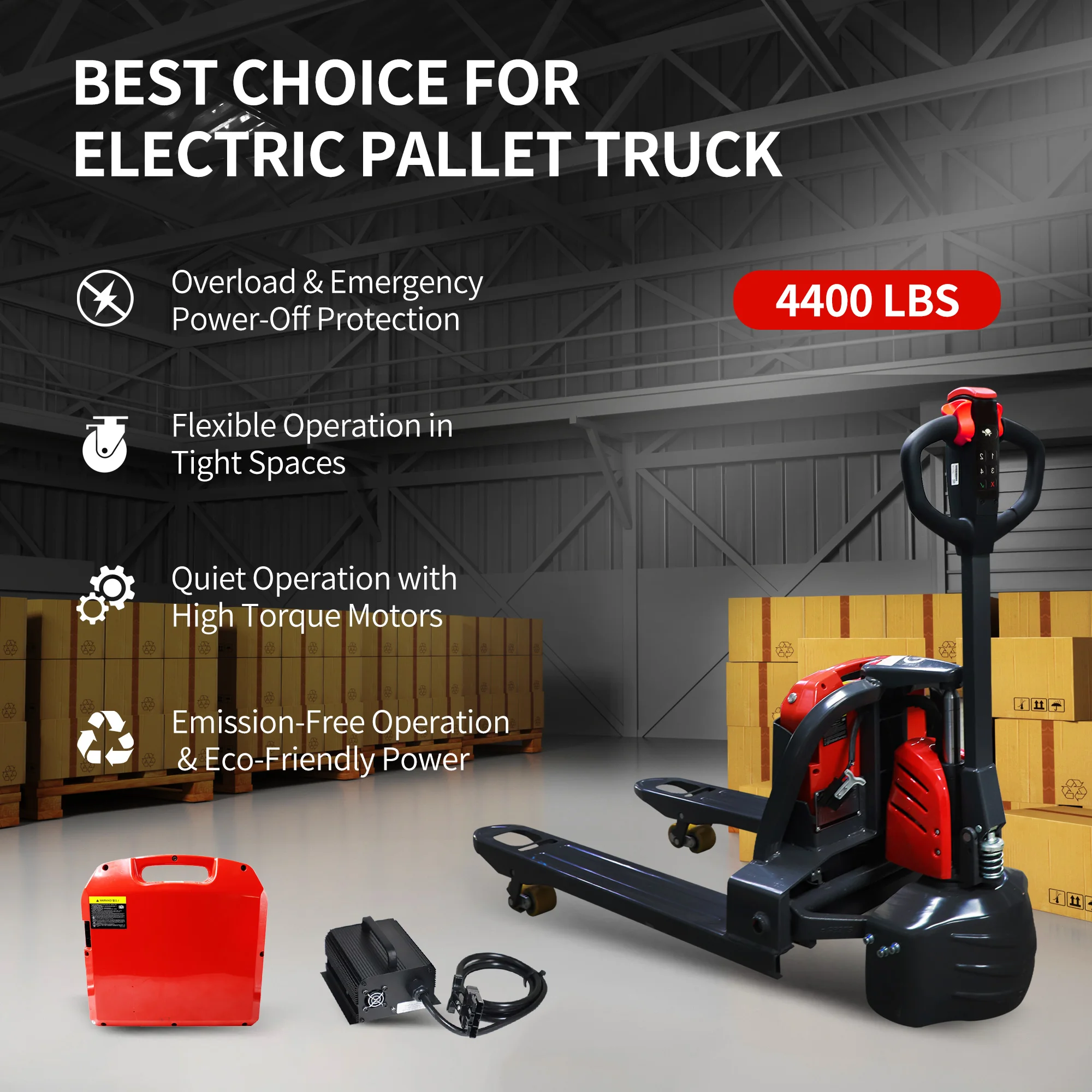 

Электрическая тележка JIALIFT – стандартная грузовая тележка с грузоподъемностью 4400 фунтов, с литиевой батареей 48В 20Ач