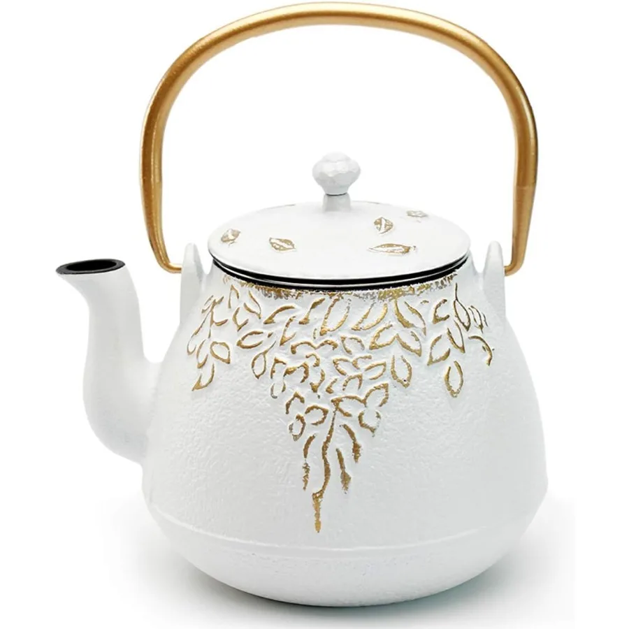 

Японский чугунный чайник с заваркой для плиты. Использование в форме листа. Эмалированный внутренний чайник с покрытием. Вмещает 32 унции, 950 мл. I.