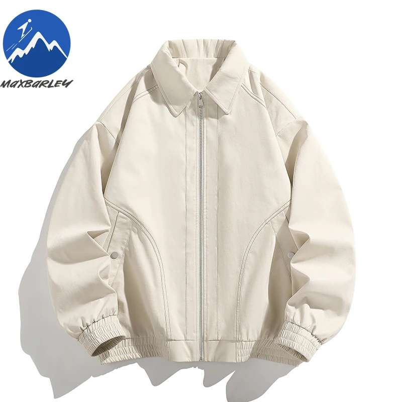

Мужская куртка премиум-класса Maxbarley, новые свободные американские легкие мотоциклетные куртки, универсальное удобное ветрозащитное осеннее мужское пальто с лацканами