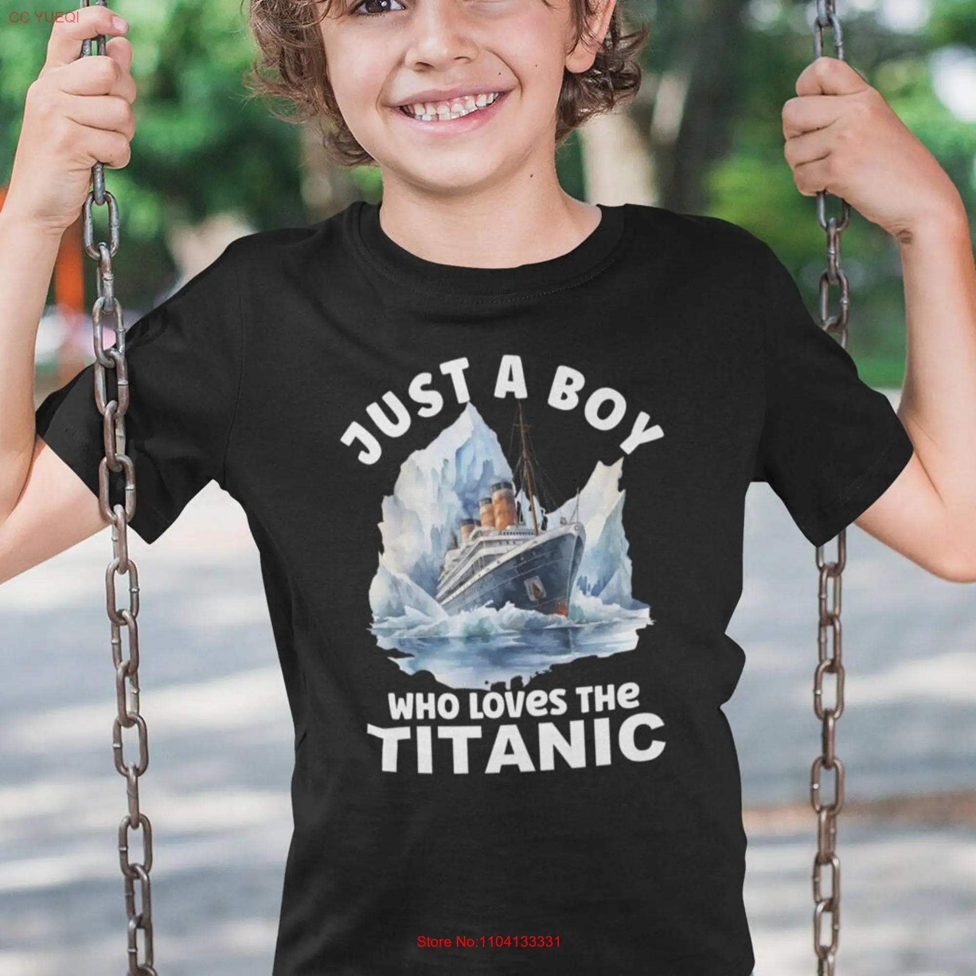 JUST A BOY Who Loves The Titanic For Boys And Iceberg T Shirt Lover long or short sleeves