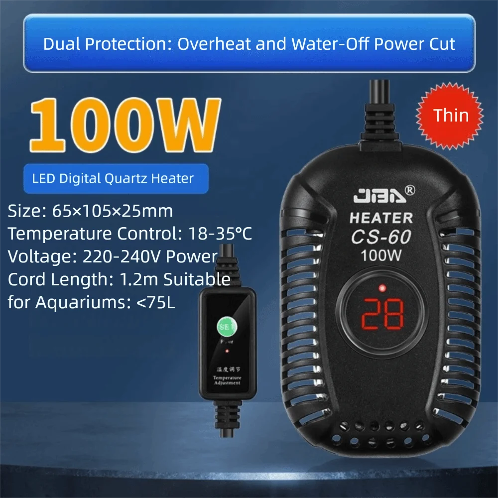 

Quartz Glass Aquarium Submersible Heater Ultra Short Low Water Level Turtle Tank Heater Adjustable 25w-150w Aquarium Thermostat