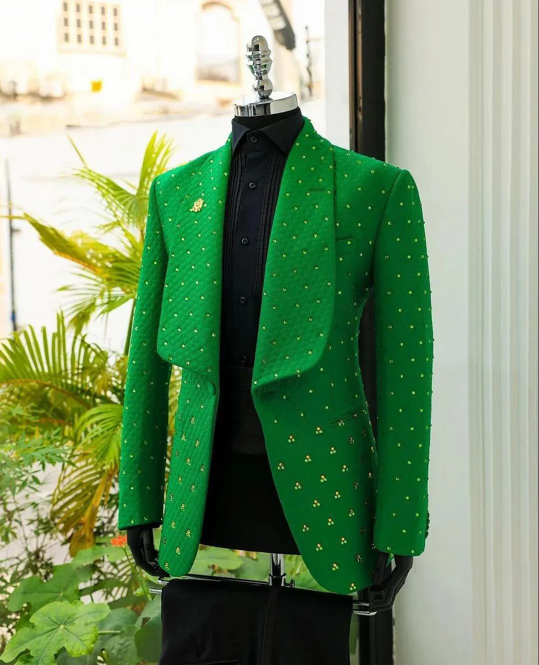 Luxury Crystal Straight 2-piece Men's Suit Evening Dress Men's Stage Costume Temperament Prom Gowns Special Occasion Gowns