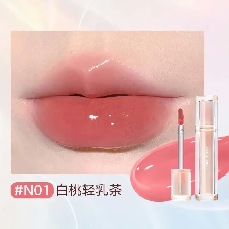 Judydoll Iced Tea Mirror Lip Glaze Waterproof Lasting Transparent Jelly Shell Liquid Lipstick Natural Nude Lip Makeup Cosmetics