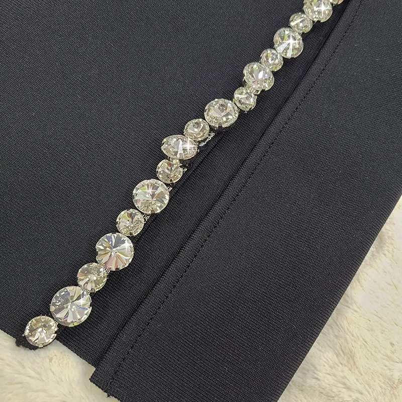 Sexy Deep V Ne Beaded Diamond Strapl Evening Gown Wrap Dr High Waist ort Bodycon Dr for Cany Annual Dinner