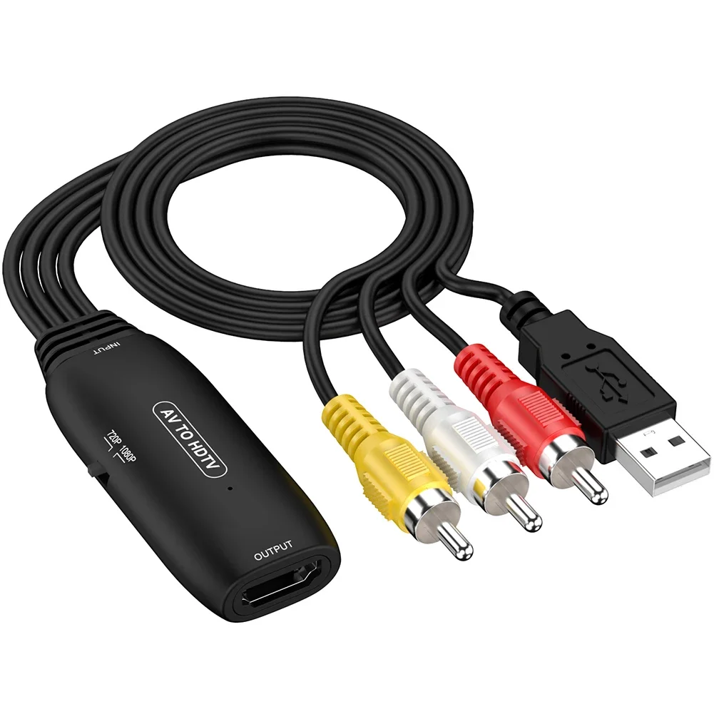 محول TenYua RCA إلى HDTV 1080p/720p AV إلى محول متوافق مع HD RCA مركب CVBS AV إلى محول متوافق مع HD