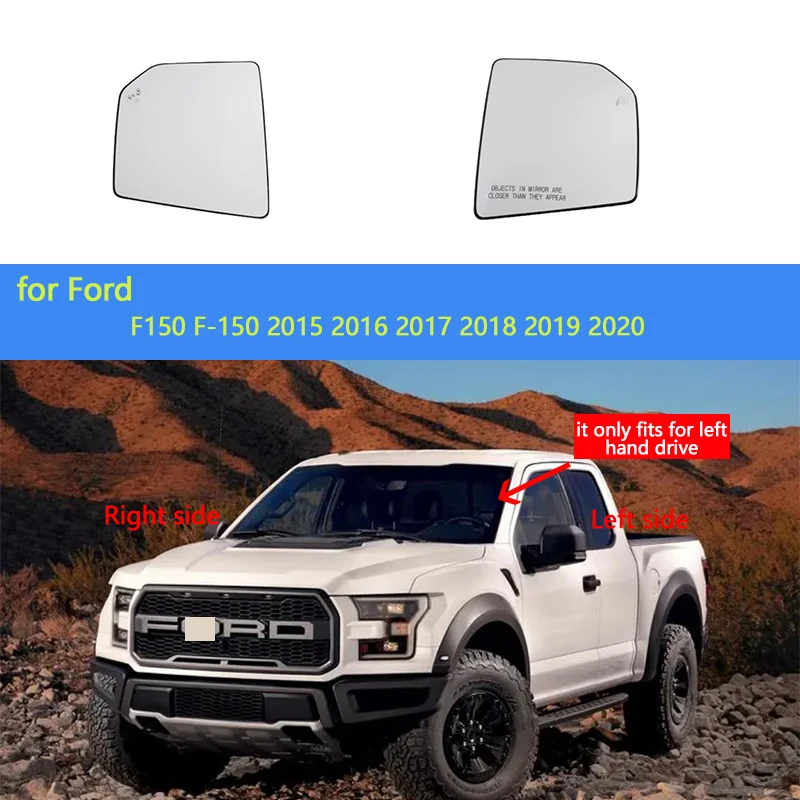 For Ford F150 F-150 2015-2020 Car Exterior Rearview Mirror Lens With Heated Blind Spot Warning Auxiliary Accessories FL3Z17K707D