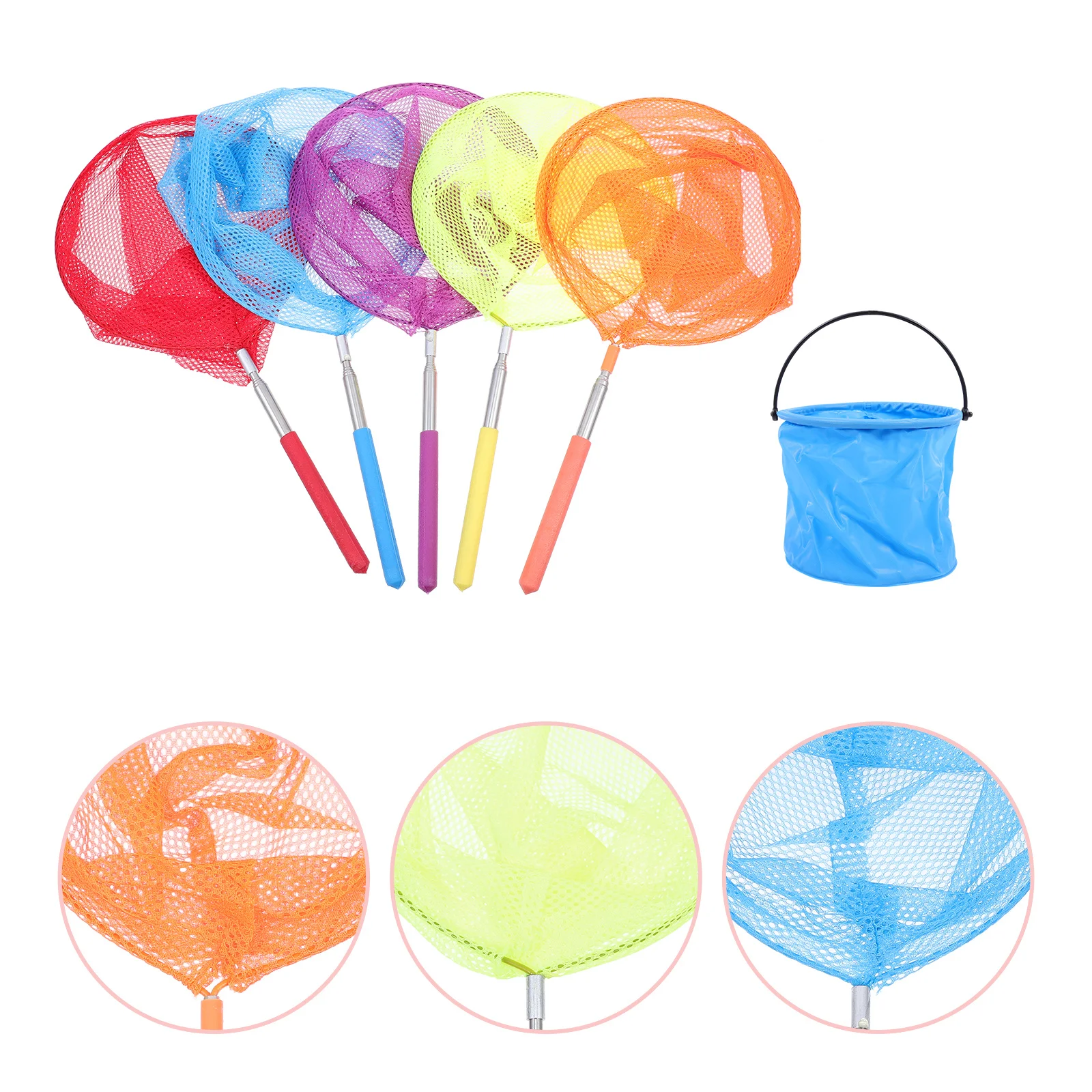 1 مجموعة شبكات اصطياد الحشرات تلسكوبي الفولاذ المقاوم للصدأ القطب النايلون شبكة صافي للأطفال علة الماسك في الهواء الطلق فراشة الصيد أداة #5