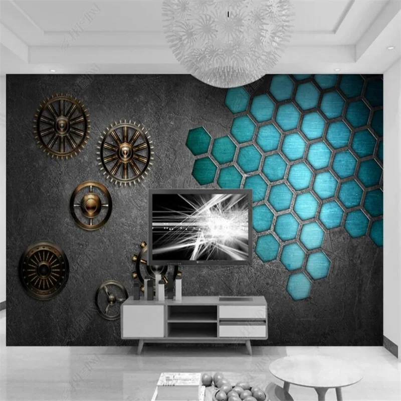 Modern Minimalist Custom Mural Home Decor Photo Wallpaper Gear Technology Industrial Decor Wallpaper 3D Wall Paper