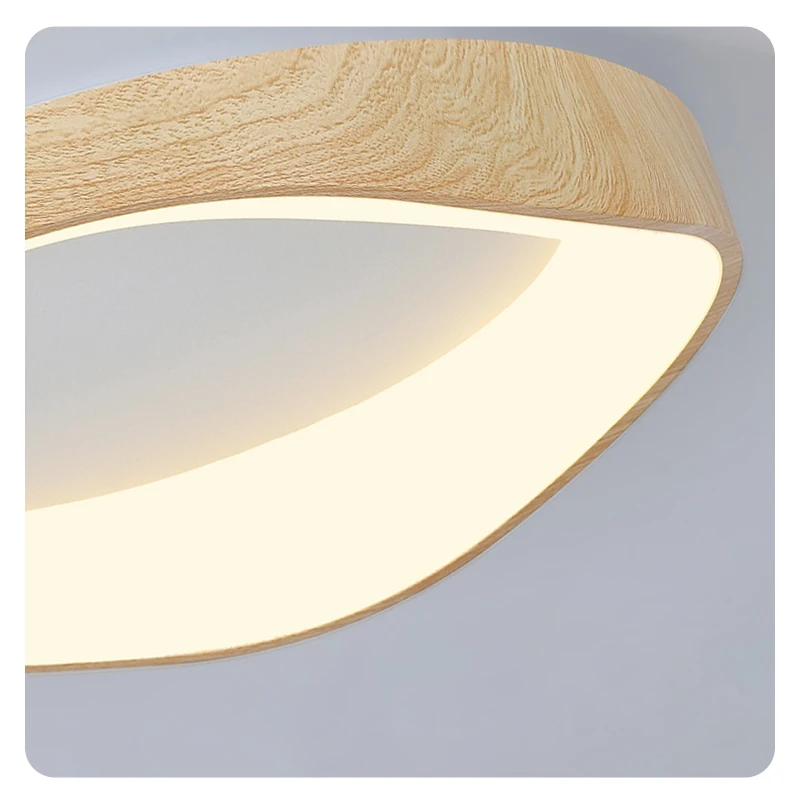 Nordic Wood Ceiling Light Round Log Walnut Remote Home Fixture LED For Study Living Room Hallway Bedroom Decoration Illumination