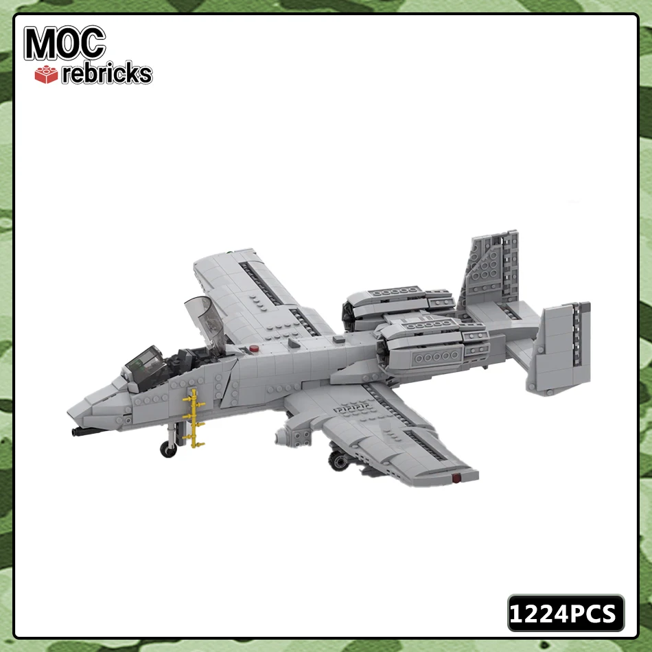 Military Series MOC Bricks A-10 Thunderbolt II Close Support Fighter Building Block Model DIY Set Boy Toys Birthday Gifts