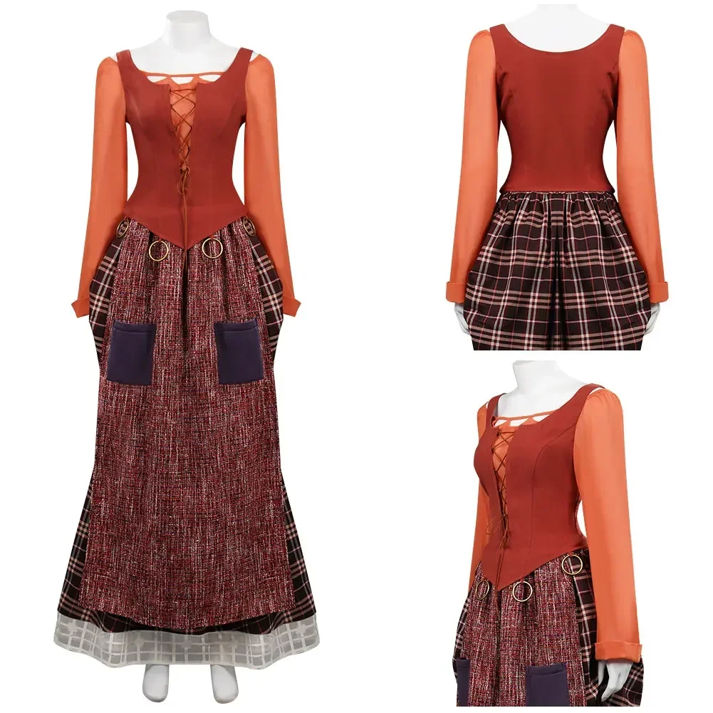 Disfraz de Mary Sanderson para Cosplay, Traje de Hocus Pocus para Halloween, Vestido de Bruja para Mujer, Ropa de Fiesta